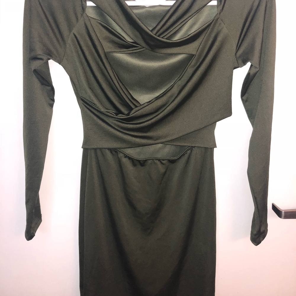 Olive green mini dress